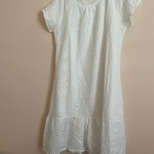 Ladies white eyelet MIDI summer dress XL